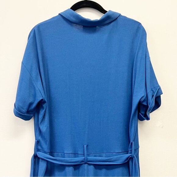 FRNCH Rib Knit Belted Romper, Royal Blue Size Large - Picture 6 of 12